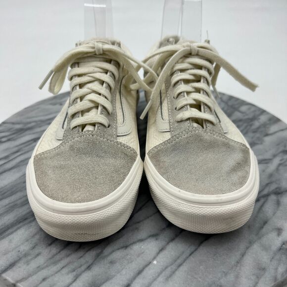 Vans Weave Sneakers Womens 6.5 Cream Suede and Canvas Lace Up Low Top Shoes - Picture 3 of 11